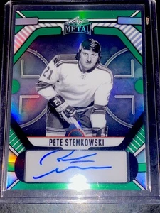 Pete Stemkowski 2025 Leaf Metal Hockey Legends /3 Green Auto BC-PS2 Rangers - Picture 1 of 2