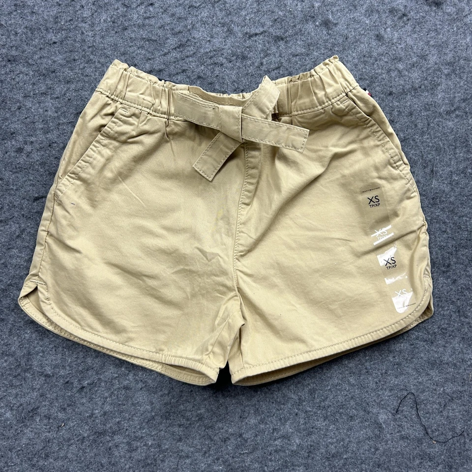 Tommy Hilfiger Pantalones Cortos Niñas XS 4-5, Caqui Chino Elástico Cintura Corbata Cinturón Foto 1 de 4