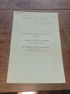 SIR RODERICK MURCHISON Scottish Geologist DYAS PERMIAN Rocks Signed Booklet 1861 - Image 1 of 4