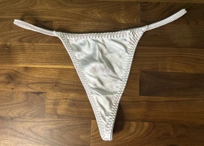 Vtg APT 9 String Thong Panties Sz XL Second Skins Satin Shiny Silky Pale Pink - Image 1 of 4