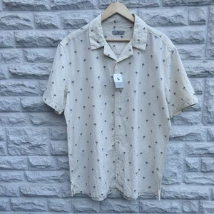 Tu Mens Shirt Palm Tree Striped Print Yellow & White Large Summer Holiday BNWT - Picture 1 of 5