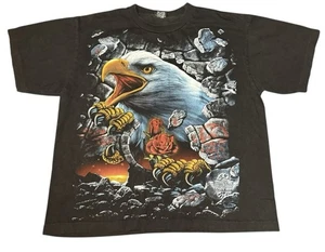 Vintage T-Shirt Rock Eagle Baumwolle AOP Adler Biker Gr. XL - Bild 1 von 8