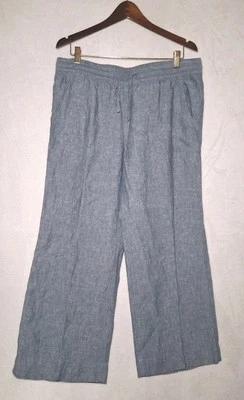 LL BEAN Women's 100% Linen Pants Size 16 Blue Beachy Resort Vacation Summer - Image 1 of 4
