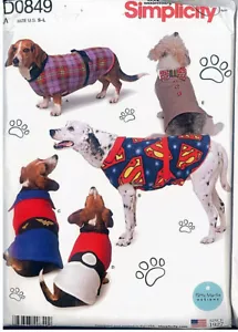 Simplicity 8538 D0849 cappotti per cani da compagnia taglia S M L modello da cucire fuori produzione - Foto 1 di 2