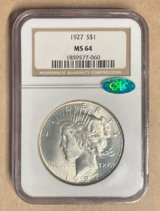 1927 NGC & CAC MS64 Peace Dollar 1 $ - Bild 1 von 2