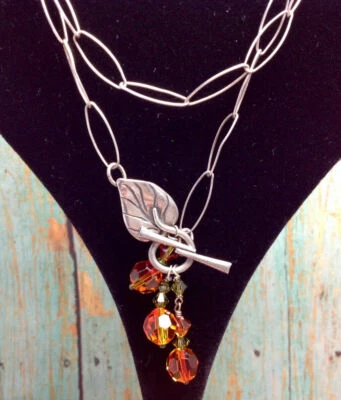 Collar Joshua Benbassat JBB ESTERLINA Estilo Art Nouveau Hoja Cristal Foto 1 de 4