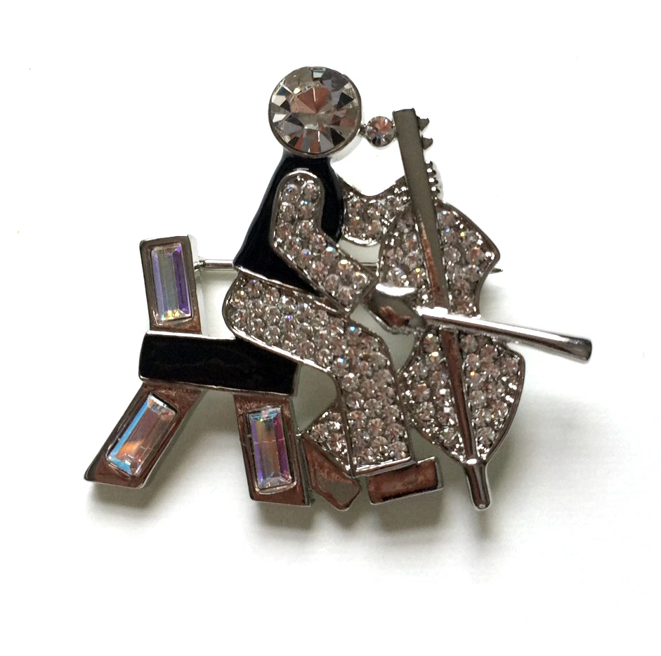 Butler and Wilson Crystal Man Playing Cello Brooch 45th Anniversary Collection - Image 1 of 1
