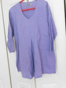 FLAX-LINEN VIOLET V-NECK BIG TOP/ VENT IN FRONT PICTURE--MEAS. IN DESCRIPTION - Picture 1 of 2