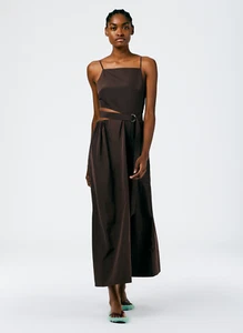 TIBI Italian Sporty Nylon Sleeveless Balloon Dress in Dark brown Sz 12 NWT$595 - Picture 1 of 4