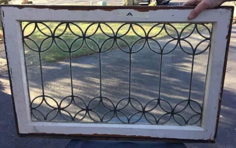 Antique LEADED GLASS WINDOW - FANCY LEADING (A) Cover