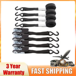 4 Pack 1'' x 10' Ratchet Tie Down Straps 900lbs Break Strength With S Hooks - Picture 1 of 7