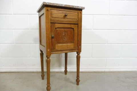 French Antique Wooden Bedside Cabinet Bedside Table Nightstand oak Wood Cover