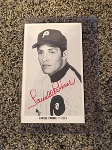 Lowell Palmer Autographed Signed  Phillies Photo Card 3x5 Very Rare