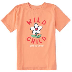 Life Is Good SS Shirt Crusher Tee WILD CHILD FLOWER Daisy Chest35in Girls XL - Picture 1 of 6