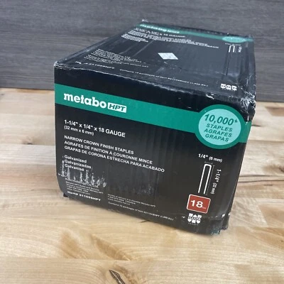 10,000 Metabo 21105SHPT Galvanized Narrow Crown Staples 1-1/4" W 1-1/4" L New