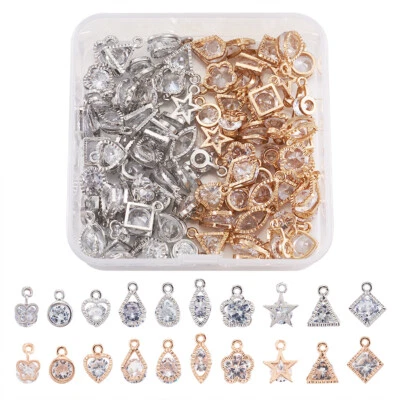 80pcs Mixed Clear Cubic Zirconia Alloy Charms Mini Dangle Pendants Craft 11~15mm - image 1 of 4
