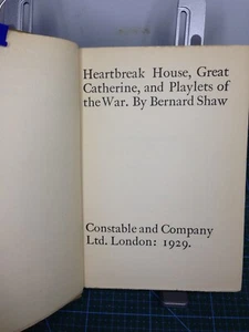 Bernard Shaw Heartbreak House, Great Catherine Playlets of the War - 1919 1st Ed - Bild 1 von 7