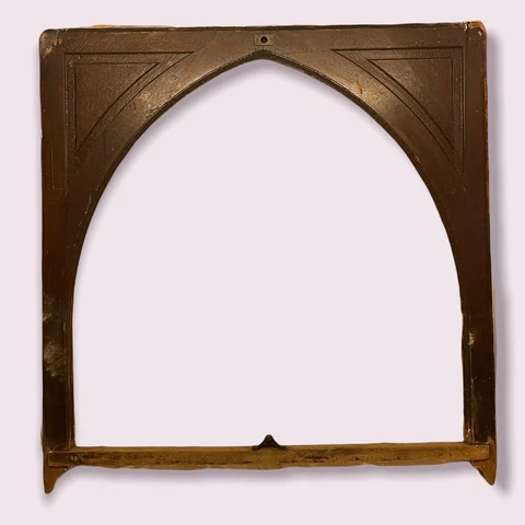 Antique Large Gothic Victorian Arch Solid Oak Raised Panel Window 46.75” X 44.5” Cover