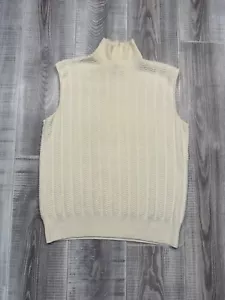 Armani Collezioni Sleeveless Cable Knit Sweater Wool Beige Woomen Size US12 M - Picture 1 of 11