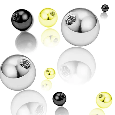 2x ERSATZKUGEL PIERCING ERSATZ BALL SILBER SCHWARZ GOLD SCHRAUBKUGEL 1,2 1,6 - Bild 1 von 4