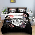 Skull Flower Duvet Cover Set Quilt Covers Pillow Case Bedding Single Double King