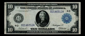 $10 1914 Lg Size Federal Reserve Note. Ohio 4-D Free Shipping #45 - Picture 1 of 2
