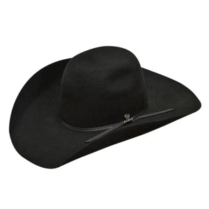 New! Ariat 2X WOOL BLACK 'PUNCHY' COWBOY HAT w/ Leather sweatband Pin 8 SIZES! - Picture 1 of 1