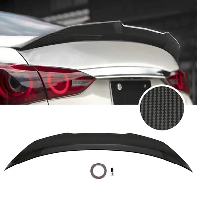 Carbon Fiber Look PSM Style Rear Lip Trunk Spoiler Wing For Infiniti Q50 14-2024 - Image 1 of 4