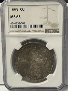 1889 MORGAN SILVER DOLLAR S$1 COIN. NGC GRADED: MS 63. NGC CERT: 4561733-088. - Picture 1 of 3