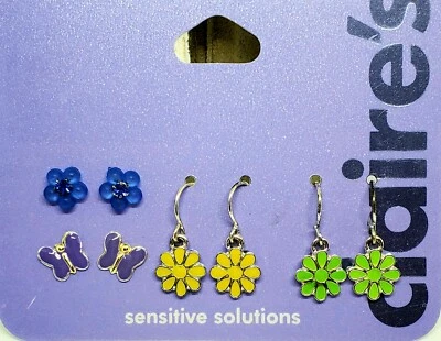 NOC Claire's - 4 pares de pendientes colgantes amarillos y verdes, mariposas, etc. Foto 1 de 4