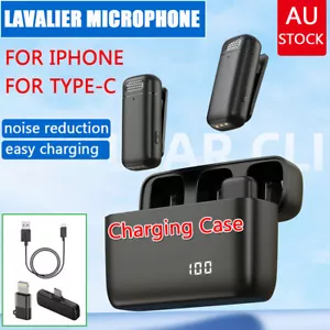 2Mic Wireless Lavalier Microphone For Phone Android iPhone iPad Vlog Live Stream - Picture 1 of 12