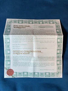 Garantía de certificado Rolex para un Submariner serie T 16613 - Imagen 1 de 6