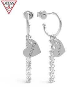 GUESS DANGLING CRYSTAL & HEART Damenohrringe Rhodium, Ohrringe Women Earrings - Bild 1 von 6