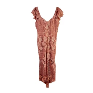 BARDOT womens size 8 dusty rose crochet broderie midi cocktail dress - Picture 1 of 4