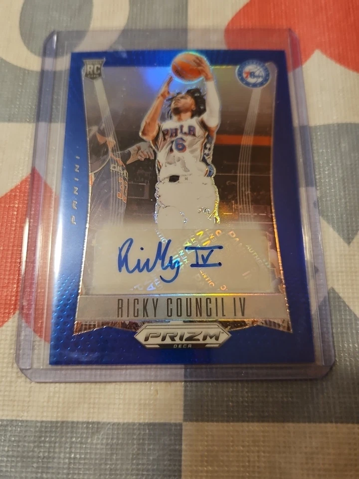 2023-24 Panini Prizm Deca Ricky Council IV Rookie Auto Blue Prizm #/49  - Image 1 of 1