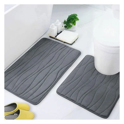 Juegos de alfombras de baño de franela de espuma viscoelástica de lujo 2 piezas - Alfombra de baño 32x20 + 24x2... Foto 1 de 4