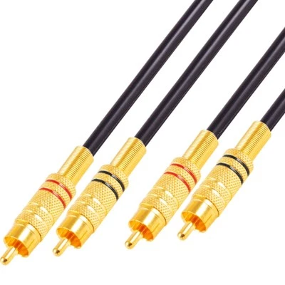 1,5m High End Cinch Chinch RCA Kabel mit Zugentlastung vergoldete Metall Stecker - Bild 1 von 4