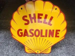 Porzellan Shell Zapfsäule Tellerschild - Bild 1 von 5