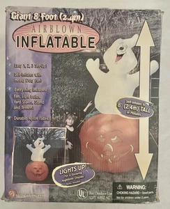 Zucca fantasma Halloween gemma vintage gigante 8' gonfiabile soffiata illuminata testata - Foto 1 di 3