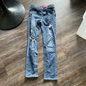 Girls Size 12 Pink Latte Distressed Jeans - Good Used Condition - Picture 1 of 11