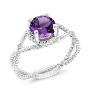 7MM  Gemstone Birthstone Solitaire Ring for Women | Twisted Rope Band in 925 - Picture 1 of 66