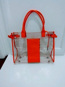VINTAGE Melissa Odabash Two Tone  Orange Clear  Tote Bag  - Picture 1 of 12