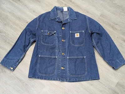 Винтажный Carhartt куртка мужская 40 синий джинсовой ткани Chore пальто Workwear сделано в США 70-х - Изображение 1 из 4