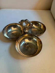 Vintage Gewürzdose versilbert über Messing drei Schalen MCM - Bild 1 von 6