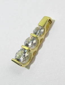 Past Present Future 14K YELLOW GOLD DIAMONIQUE DQ CZ Three Stone PENDANT Only - Picture 1 of 10