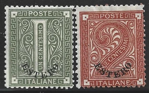 Italia-Uffici all'estero, Scott #1-2, numero sovrastampato, MH - Foto 1 di 1