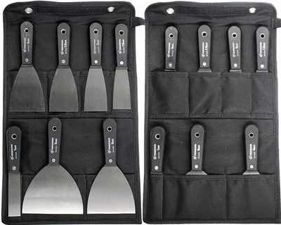 7pcs Carbon Steel Putty Knife Set Scraper Kit with Soft Grip & Storage Bag - NEW - Image 1 of 4