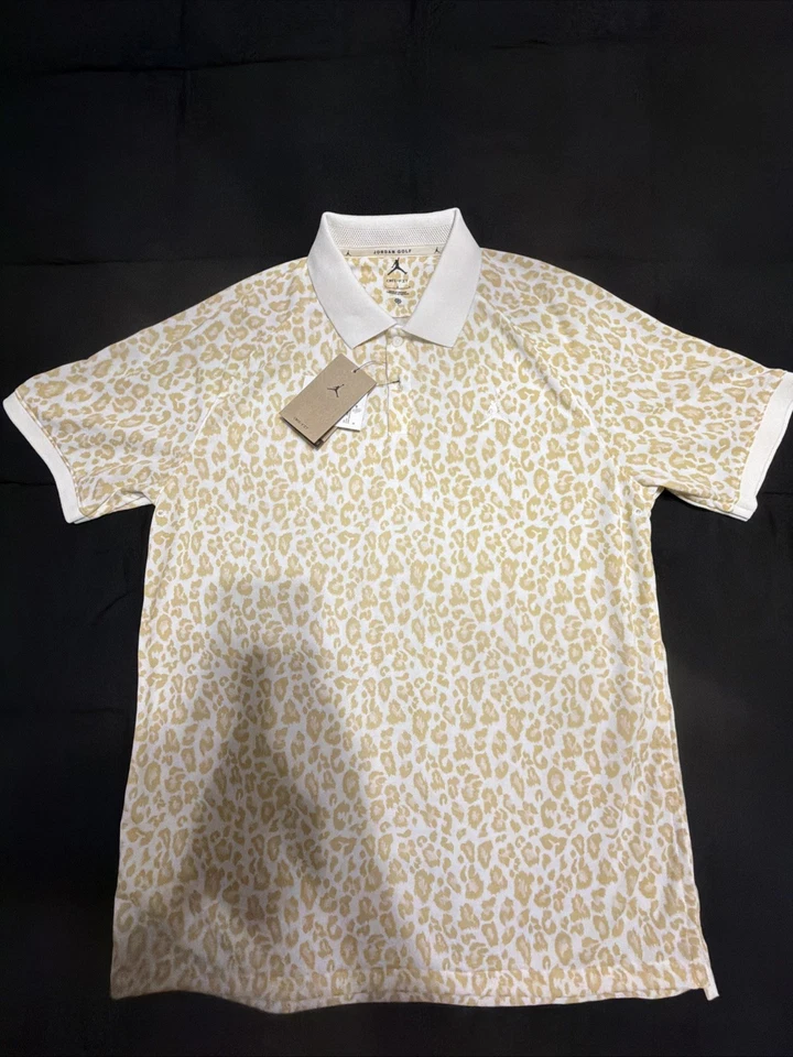 Camisa de golf Jordan Dri-Fit FN5852-133 para hombre grande nueva con etiqueta de $80 marrón leopardo Foto 1 de 3
