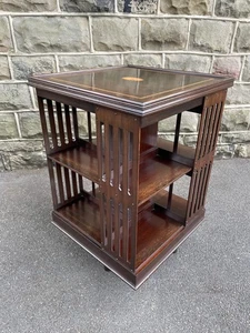 Antique Inlaid Mahogany Revolving Library Bookcase - Picture 1 of 10