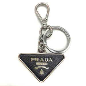 PRADA Keyring Keychain Saffiano Unisex Triangle Logo 2PP080 053 B Rank Used - Picture 1 of 8